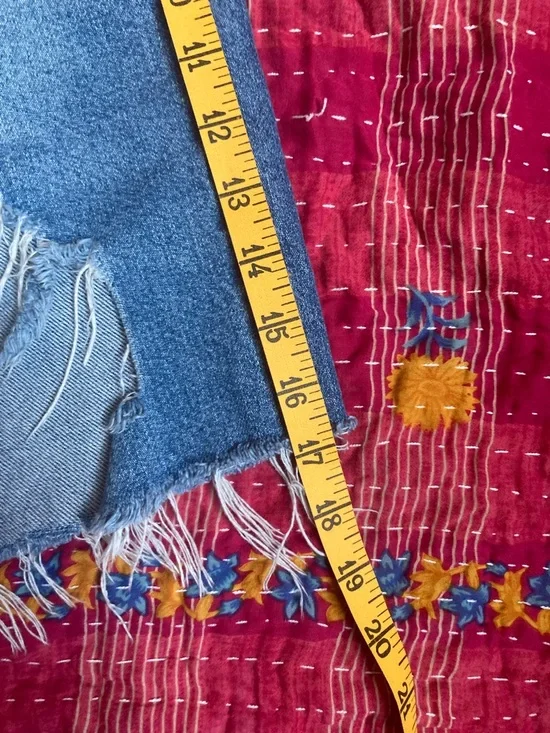 Pilcro Distressed Blue Denim Cutoff Shorts - Picture 4 of 7